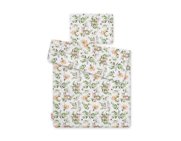 Komplet pościeli dla niemowląt z wypełnieniem 2-cz 75x100cm NEWBORN – woodland green