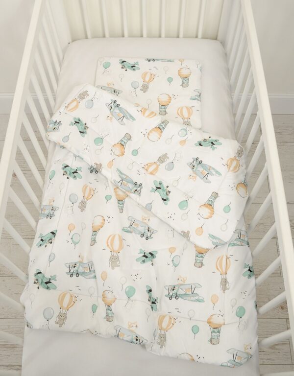 Komplet pościeli dla niemowląt z wypełnieniem 2-cz 75x100cm NEWBORN – sky adventure