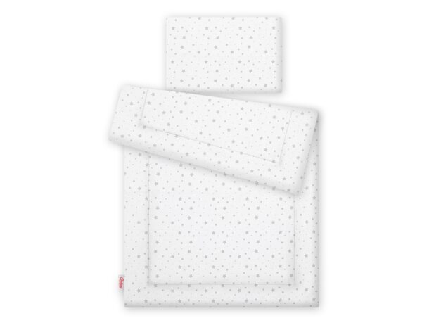 Komplet pościeli dla dzieci z wypełnieniem 135×100 cm – mini gwiazdki szare na białym tle