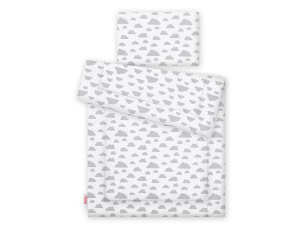 Komplet pościeli dla dzieci z wypełnieniem 120x90cm – chmurki szare