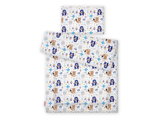 Komplet pościeli dla dzieci z wypełnieniem 135×100 cm – misie granatowe