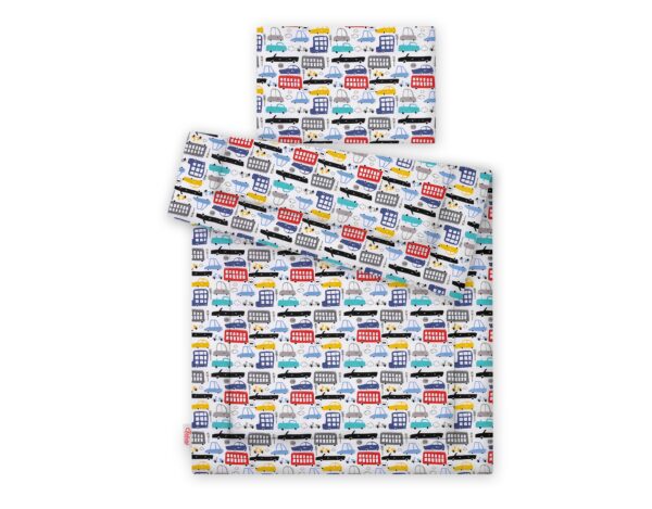 Komplet pościeli dla dzieci z wypełnieniem 120x90cm – kolorowe autka