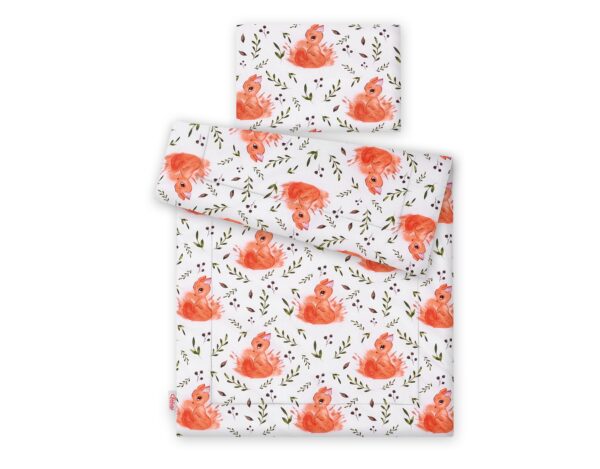 Komplet pościeli dla dzieci z wypełnieniem 120x90cm – wiewiórki białe