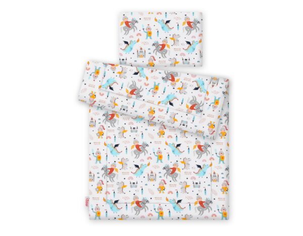 Komplet pościeli dla dzieci z wypełnieniem 120x90cm – rycerzyki i smoki