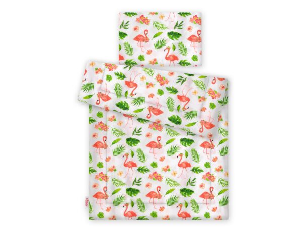 Komplet pościeli dla dzieci z wypełnieniem 135×100 cm – flamingi